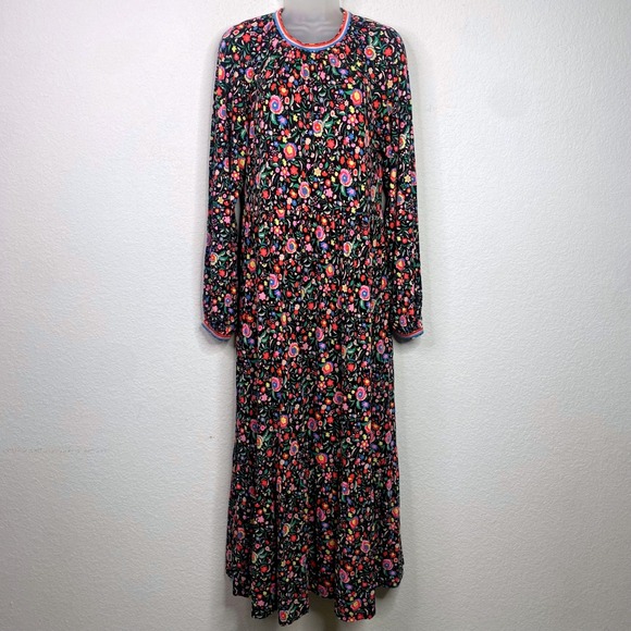 Boden Dresses & Skirts - Boden Maxi Dress Womens 8R Black Colorful Floral Cottagecore Boho Dark Romantic‎